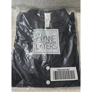 New Women's Wynne Layers Tunic Blouse Size Small Button Down Black Long Sleeve